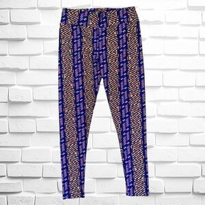 Lularoe TC Tribal-Print Leggings • Lively & Energetic • Purple & Orange • EUC
